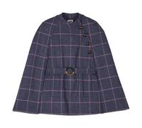 Clery Carreaux Wool Cape Purple S