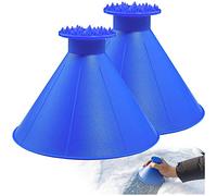 CLESDF Magical Ice Scrapers for Car Windshield - 2 Pack Cone Magic Car Ice Scraper with Funnel, Round Snow Scraper
