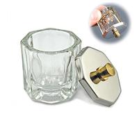 Clest F&H Nail Art Clear Dappen Dishes Cup with Lid for Acrylic Liquid Powder Styling Tool (2#)