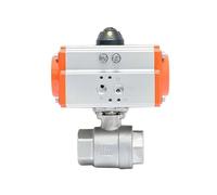CLEUFWKO DN15-50 Pneumatic Ball Valve Two Piece High Platform Stainless Steel Internal Thread Q611F-16P Double Acting Cylinder(DN50)
