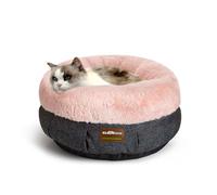 ClevaHome Calming Soft Plush Donut Cat Bed, Fluffy Round Cat Bed for Indoor Cats, Washable Kitten Bed with Plush Faux Fur, Anti-Slip Bottom, Blush Pink