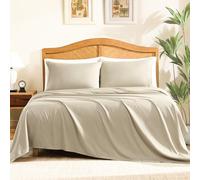 ClevaHome Sheet Set Queen Size, 4-Piece Bedding, Lightweight & Super Soft Easy Care Microfiber- Shrinkage & Fade Resistant Bedding Set with 14'' Deep Pockets (Sandy Beige)