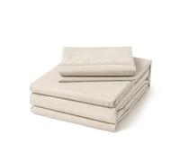ClevaHome Twin Size Sheet Set - 4 Piece Soft Breathable Luxury Bed Sheet Set - Shrinkage & Fade Resistant Embroidered Bedding Sheet with Deep Pocket, 2 Extra Pillowcases (Twin, Oat Milk)