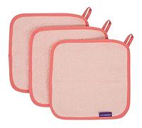 ClevaMama Baby and Newborn Wash Cloth in Set (3pack), Ultra-Soft and Absorbent Bamboo and Cotton Made - Coral, 25x25 cm