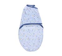 Clevamama Baby Swaddle to Sleep, Wrap Blanket for Newborn and Infant,100% Cotton with Adjustable Wings - Blue, Unisex (0-3 Months)