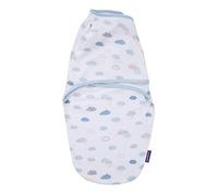 ClevaMama Baby Swaddle Wrap Blanket for Newborn and Infant, Sleep Sack 100% Cotton with Adjustable Wings, Unisex (0-3 Months) - Blue