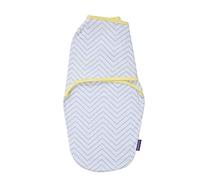 ClevaMama Baby Swaddle Wrap Blanket for Newborn and Infant, Sleep Sack 100% Cotton with Adjustable Wings, Unisex (0-3 Months) - Grey/Yellow