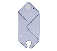 ClevaMama Extra Large Bamboo Apron Baby Bath Towel with Hood for Newborn, Babies and Toddlers in Ultra Soft Bamboo, Absorbent, for Boys and Girls 0-4 Years - Blue, 98x98 Cm