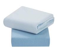 ClevaMama Sheets for Cot, 100% Cotton Hypoallergenic and Breathable, 2 Pack of Elastic Sheets Fitted 60 x 120 x 12 cm - Blue