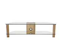 clevedon large clear glass tv stand with light oak frame