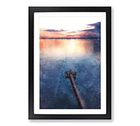 Clevedon Pier in Bristol Painting Framed Print | A2 Black Framed Wall Art | Ready to Hang | Modern Historical Picture | Living Room Bedroom Lounge Office