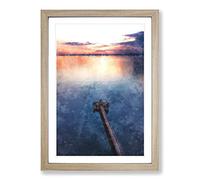 Clevedon Pier in Bristol Painting Framed Print | A2 Oak Framed Wall Art | Ready to Hang | Modern Historical Picture | Living Room Bedroom Lounge Office