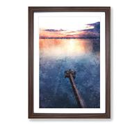 Clevedon Pier in Bristol Painting Framed Print | A2 Walnut Framed Wall Art | Ready to Hang | Modern Historical Picture | Living Room Bedroom Lounge Office