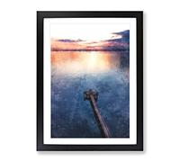 Clevedon Pier In Bristol Painting Modern Framed Print | A2 Black Framed Wall Art | Ready to Hang | Modern Historical Picture | Living Room Bedroom Lounge Office