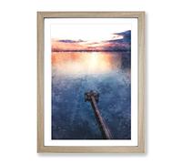 Clevedon Pier In Bristol Painting Modern Framed Print | A3 Oak Framed Wall Art | Ready to Hang | Modern Historical Picture | Living Room Bedroom Lounge Office
