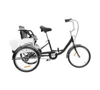 Clevenger 20Inch Adult Tricycle 3 Wheel Bike Single Speed with Child Seat &Shopping Basket For Cities,Cycle Routes and Various Roads,Anti-Slip and Wear Resistant Wheels (Black)