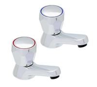 Clever Araya Mercia Modern Basin Tap Pair Chrome - Durable Brass Construction, Easy Turn Handles, Polished Finish