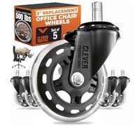 Clever Casters Caster Chair Wheels Office Replacement Set Of 5 Universal Fit Rollerblade Style 3 Inch by | No Floor Mat Heavy Duty Protection for Hardwood Tile Vinyl Carpet