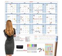 CLEVER CLEAN Large Dry Erase Wall Calendar 5 Feet- 48"x60" 2024 Undated Yearly Planner for Home, Office, School Projects - Jumbo Erasable Laminated Task Organizer