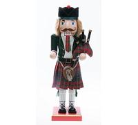 Clever Creations Christmas Tartan Nutcracker - with Kilt & Bagpipe - Wood - Green - 14"