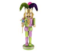 Clever Creations Pink and Green Jester 14 Inch Traditional Wooden Nutcracker, Festive Christmas Décor for Shelves and Tables