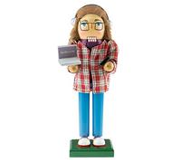 Clever Creations Software Developer Nutcracker | Developer Nutcracker comes with Laptop and Cellphone | Wearing Plaid Shirt, Glasses and Headphones | Developer Nutcracker stands at 10" Tall