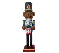 Clever Creations Teddy Bear Drummer Nutcracker | Features Fuzzy Teddy Bear Dressed Up Playing Drums | Perfect Holiday Decor | Measures 15" Tall Tables and Shelves