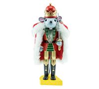 Clever Creations Traditional Mouse King Wooden Nutcracker | Cheese Platform | Festive Christmas Decor | Stands at 10" Tall | Perfect Size for Shelves Tables