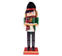 Clever Creations Traditional Wooden Caroler Boy Nutcracker with Book | Festive Christmas Decor | 10" Tall Perfect for Shelves and Tables