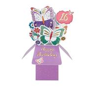 Clever Cube 16th Birthday Butterfly Bonanza! Birthday Pop Up Greeting Card CU001.A