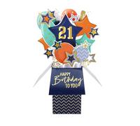 Clever Cube 21st Birthday for Him Cheers to 21! Birthday Pop Up Greeting Card CU005.A