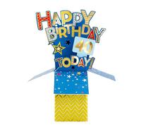 Clever Cube 40th Birthday for Him Blue-Tastic Birthday! Pop Up Greeting Card CU004.B