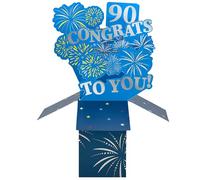 Clever Cube 90th Birthday for Him Boom-Tastic Birthday! Pop Up Greeting Card CU008.A