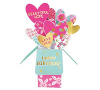 Clever Cube Beautiful Wife Love Pops! Birthday Pop Up Greeting Card CU013.A