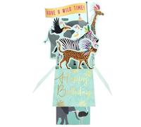 Clever Cube Have A Wild Time Party Animals Galore! Birthday Pop Up Greeting Card CU012