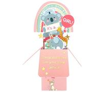 Clever Cube It's A Girl Welcome Baby Girl! New Baby Pop Up Greeting Card CU020