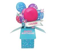 Clever Cubes Cousin Happy Birthday Pop Up Birthday Card For Her - Clever Cubes - By Second Nature - 3D Design, Vibrant Colours, Heartfelt Wishes, Eco-Friendly, Keepsake, Relation Greeting Card