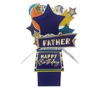 Clever Cubes Father Happy Birthday Pop Up Birthday Card For Dads 3D Cube Card - Clever Cubes - By Second Nature - Vibrant Design, Vibrant Balloons, Eco-Friendly, Keepsake, Personal Greeting, Gold Foil