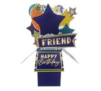 Clever Cubes Friend Happy Birthday Pop Up Birthday Card For Him - Clever Cubes - By Second Nature - 3D Design, Vibrant Colours, Keepsake, Memorable Gift, Personalised Message, Ideal For Best Friends