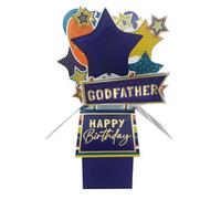 Clever Cubes Godfather Happy Birthday Pop Up Birthday Card For Him 3D Cube Card - Clever Cubes - By Second Nature - 3D Design, Vibrant Colours, Heartfelt Gesture, Keepsake, Personal Message, Godparent