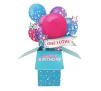 Clever Cubes One I Love Happy Birthday Pop Up Birthday Card For Her 3D Cube Card - Clever Cubes - By Second Nature - 3D Design, Vibrant Colours, Heartfelt Sentiment, Ideal For Her Special Day