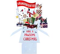 Clever Cubes Pop Up Granddaughter Pawsome Dogs Fun Christmas Card 3D Xmas Card XCU010B