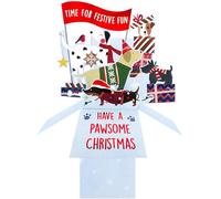 Clever Cubes Pop Up Have A Pawsome Christmas Dogs Christmas Card 3D Xmas Card