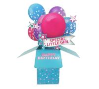 Clever Cubes Special Little Girl Pop Up Birthday Card For Child 3D Cube Card - Clever Cubes - By Second Nature - 3D Colourful Balloons, Heartfelt Gift, Keepsake, Vibrant Design, Personal Message