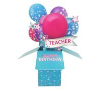 Clever Cubes Teacher Happy Birthday Pop Up Birthday Card For Her 3D Cube Card - Clever Cubes - By Second Nature - 3D Design, Vibrant Colours, Heartfelt Gesture, Keepsake, Personal Message