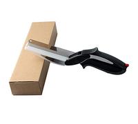 Clever Cutter, Food Chopper, Food Scissors with Cutting Board Built-in-Use Smart Cutter 6 in 1 Multifunctional Food Scissors for Vegetable Fruit Bread Cheese,Black