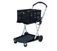 Clever Folding Trolley w 2 Boxes; Plastic/Aluminium; 60kg Black/Silver