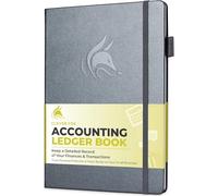 Clever Fox Accounting Ledger Book - Accounting Log for Small Businesses & Personal Use - Columnar Journal for Tracking Money, Expenses, Deposits & Balance - Hardcover, Large, 7x10″ (Silver Black)