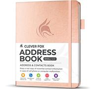 Clever Fox Address Book with alphabetic tabs - PU Leather Telephone and Address Book for Keeping Contacts Safe, Contact Organizer Journal, Small Size (10.5 x 14cm), Hardcover, Rose Gold