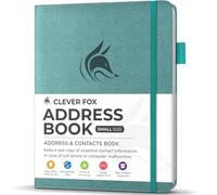Clever Fox Address Book with alphabetic tabs - PU Leather Telephone and Address Book for Keeping Contacts Safe, Contact Organizer Journal, Small Size (10.5 x 14cm), Hardcover, Aquamarine